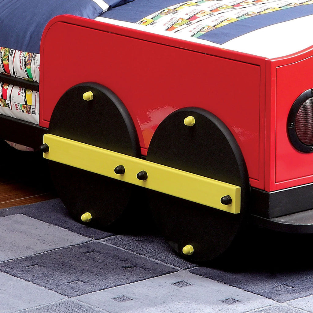 Twin Red and Black Panel Bed R8465