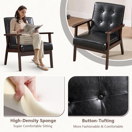 Mid Century Modern Beige Tufted Fabric Accent Chair Q42595
