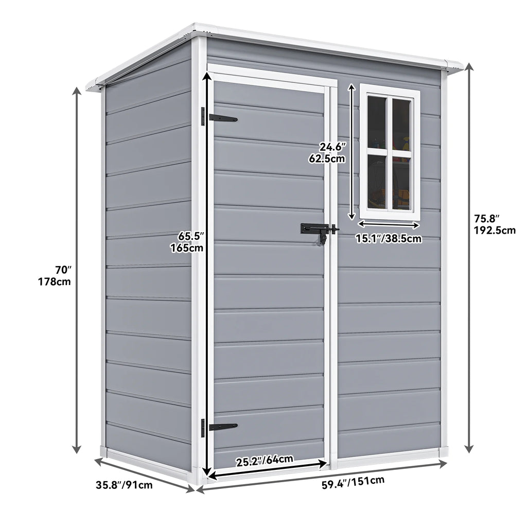 5x3 FT Resin Outdoor Storage Shed with Floor O7158