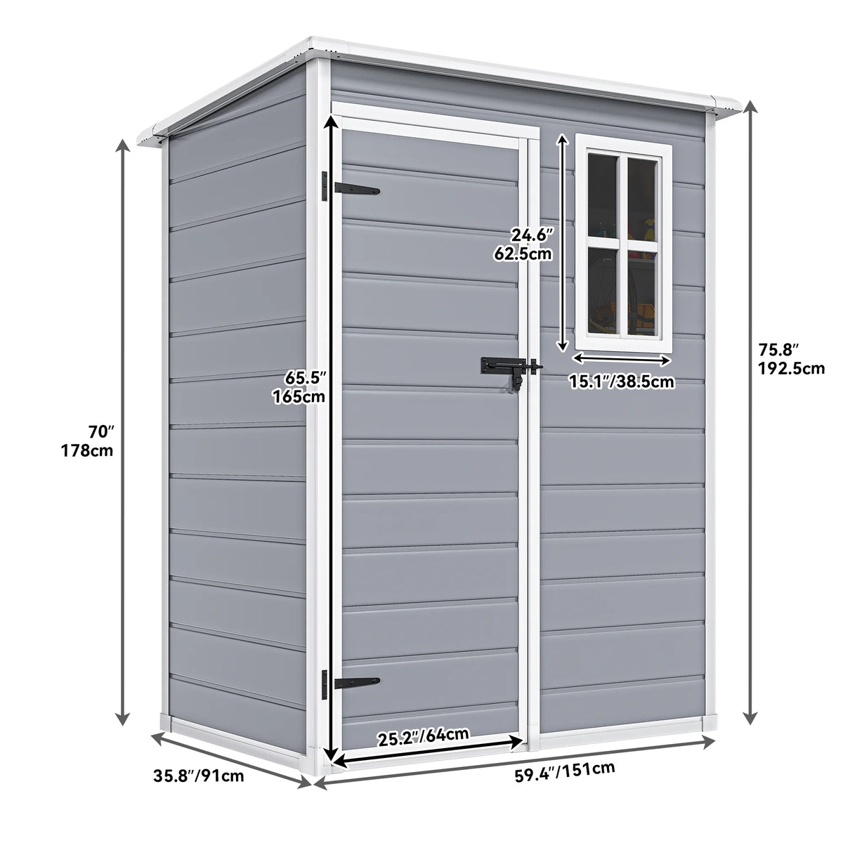 5x3 FT Resin Outdoor Storage Shed with Floor O7158