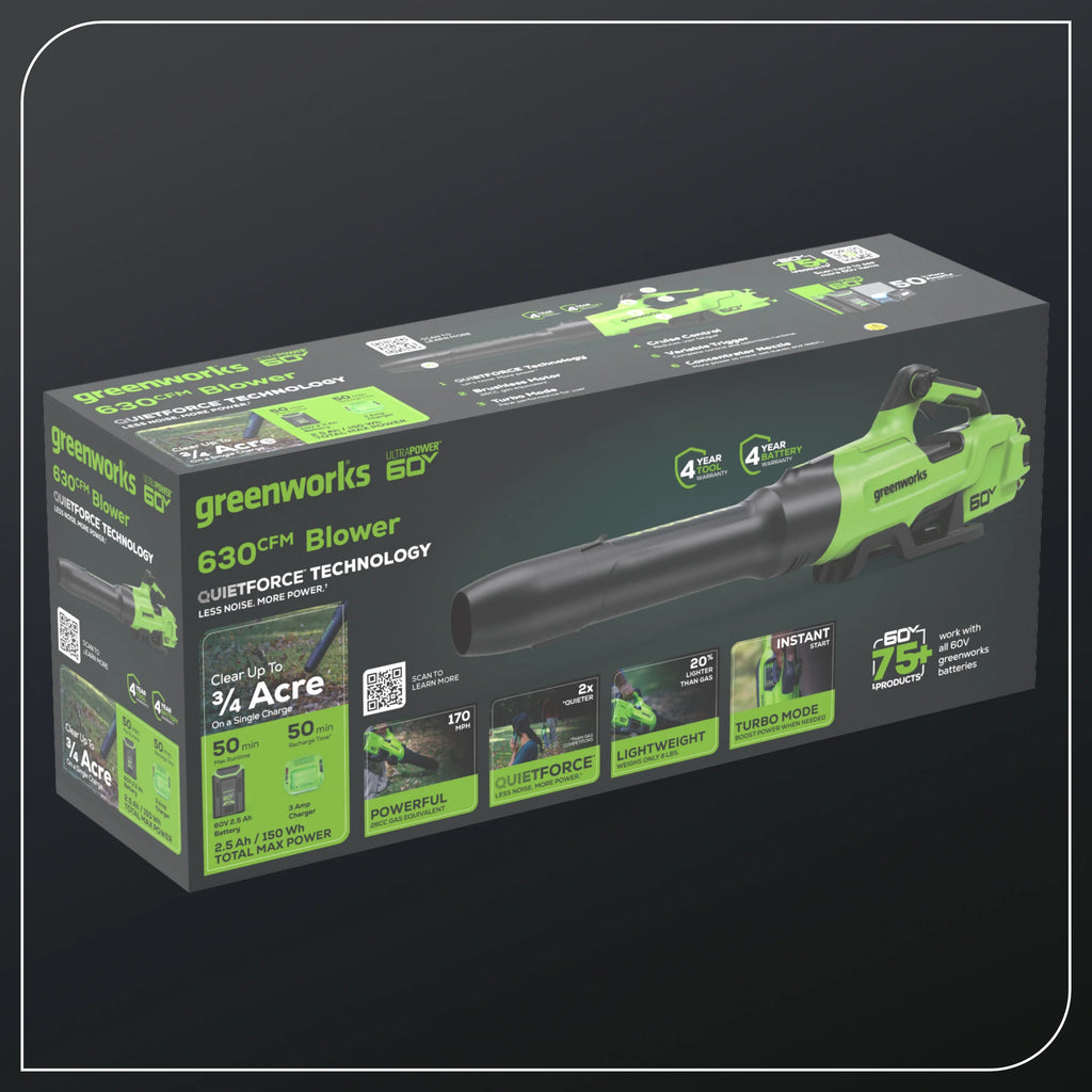 60V 630 CFM 170 MPH Leaf Blower with 2.5 Ah Battery & Charger P6363