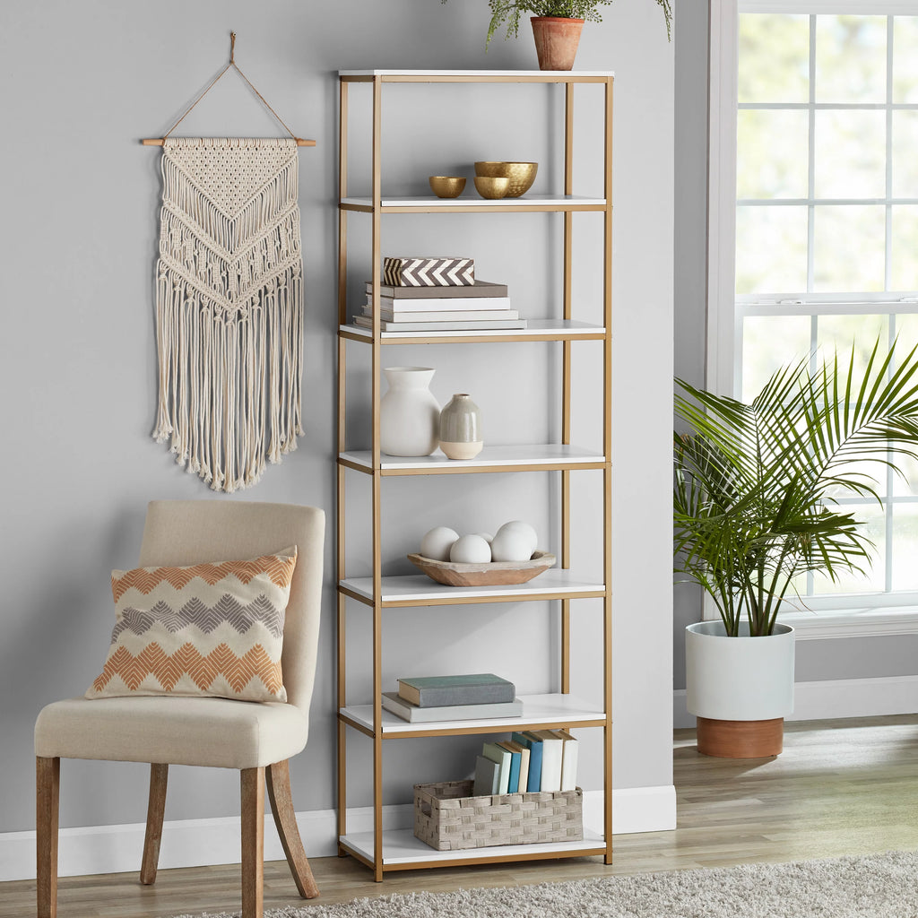 6-Shelf Metal Frame Bookcase Z982