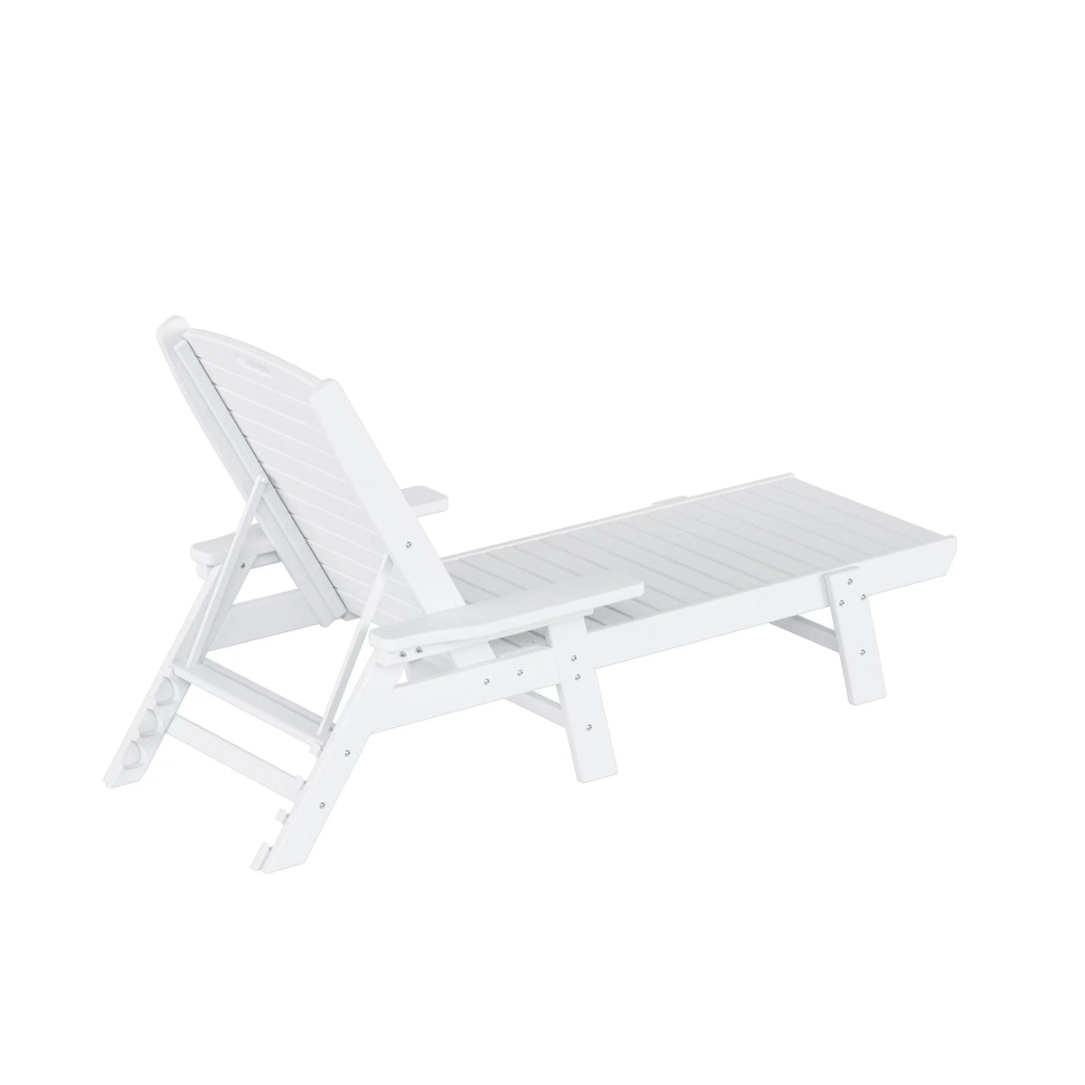 White Plastic Outdoor Chaise Lounge Chair with Adjustable Backrest I3455