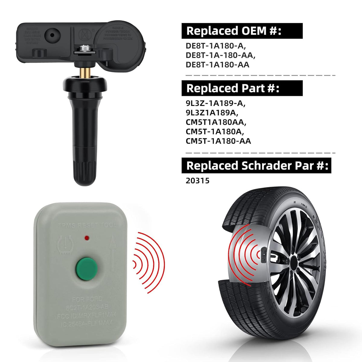 315MHz Tire Sensors with Relearn Tool F761