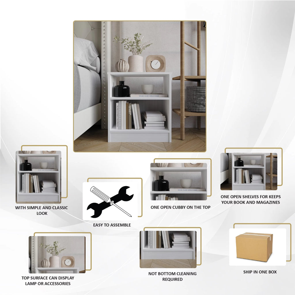 Minimalist Nightstand with Shelf F1480