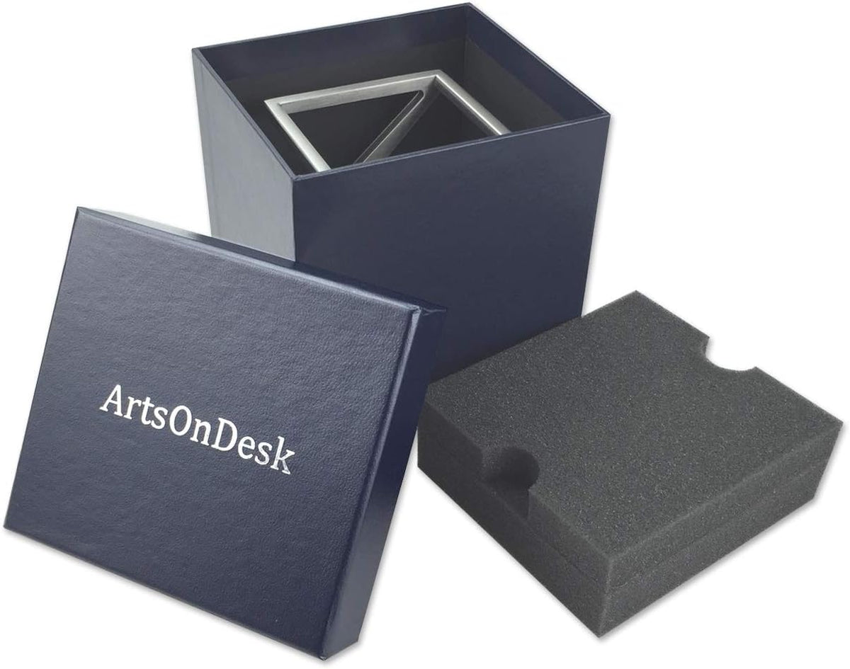 Modern Art Pen and Pencil Holder Stainless Steel Satin Finish Desktop Organizer A845407