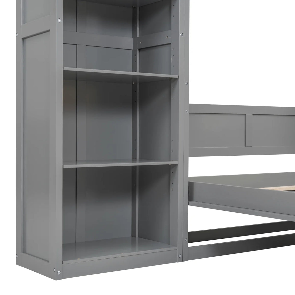 Full Size Gray Murphy Bed with Side Bookshelf Y38885