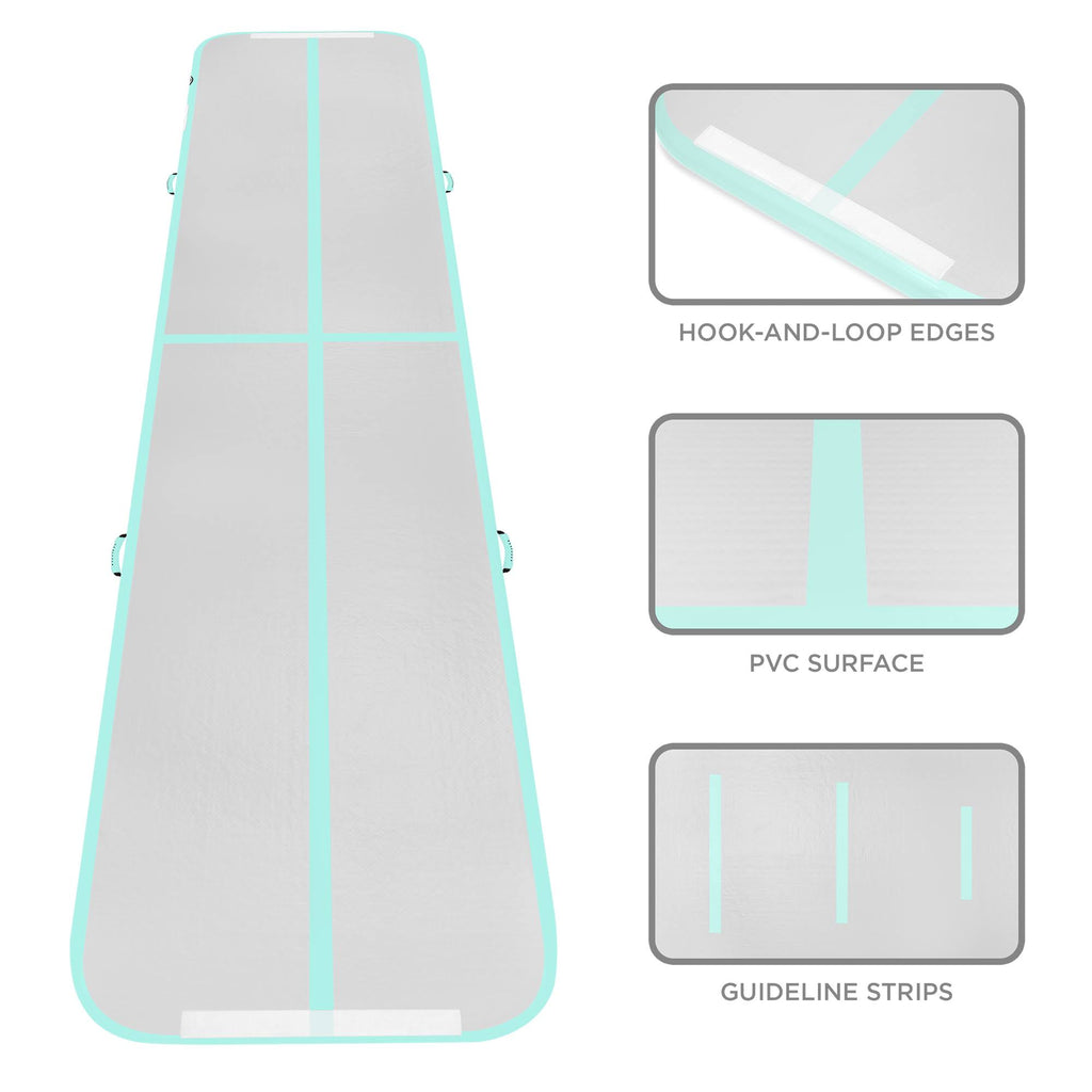 20ft Portable Inflatable Gymnastics Tumbling Air Floor Mat with Pump Carry Bag Green W883