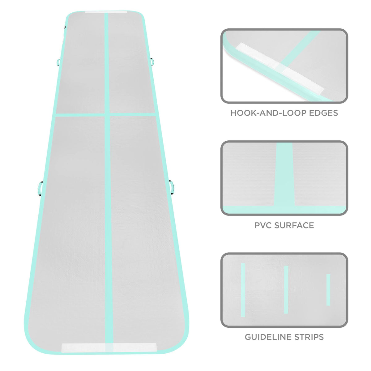 20ft Portable Inflatable Gymnastics Tumbling Air Floor Mat with Pump Carry Bag Green W883