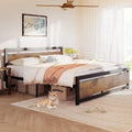 King Size Wooden Headboard Metal Bed Frame D957551