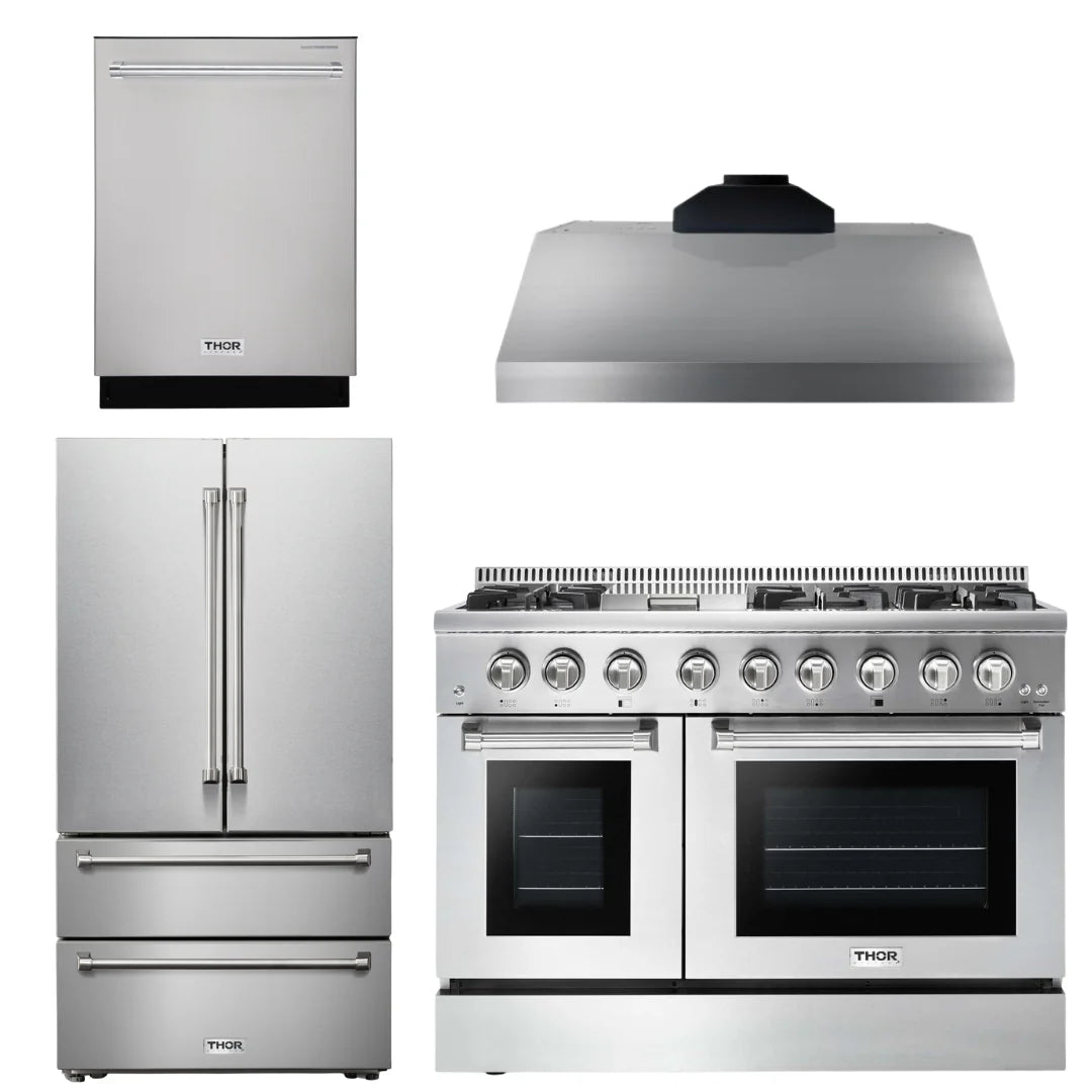 48 In. Gas Range, Range Hood, Refrigerator, Dishwasher Z959090