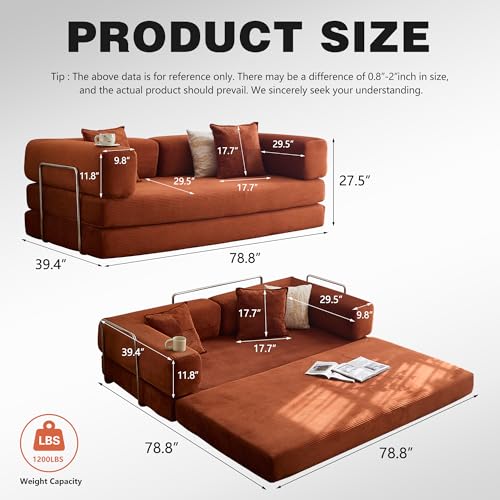 Green Corduroy Convertible Sofa Bed J82436