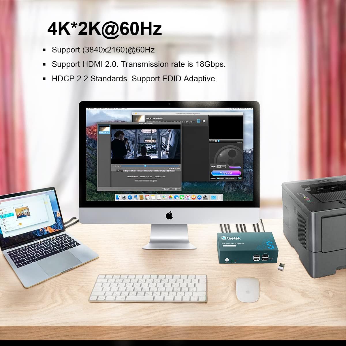 Dual Monitor 2 Port 4K@60Hz HDMI KVM Switch G324
