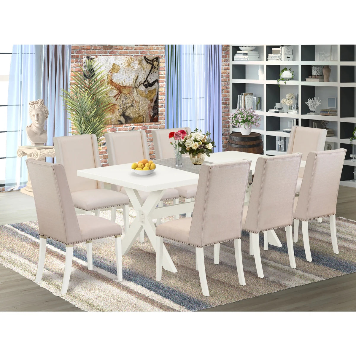 9-Piece Modern Dining Table Set with 8 Chairs A962723