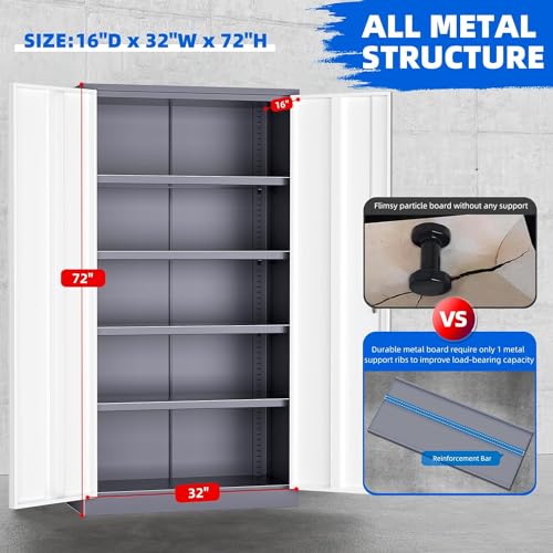 Metal Storage Cabinet with Wheels, 73" with Door and 4 Shelves, Black D19086