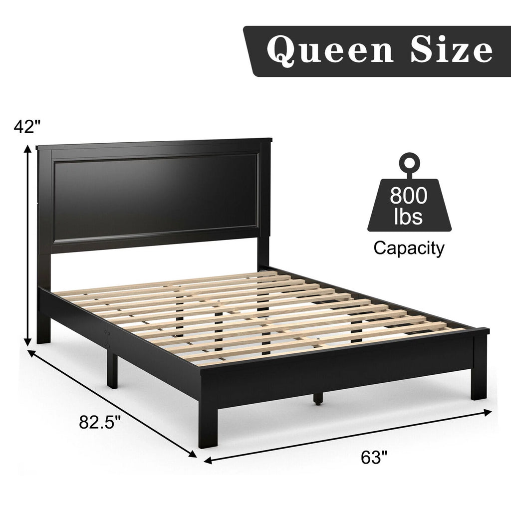 Twin Size Walnut Platform Bed Frame Q770