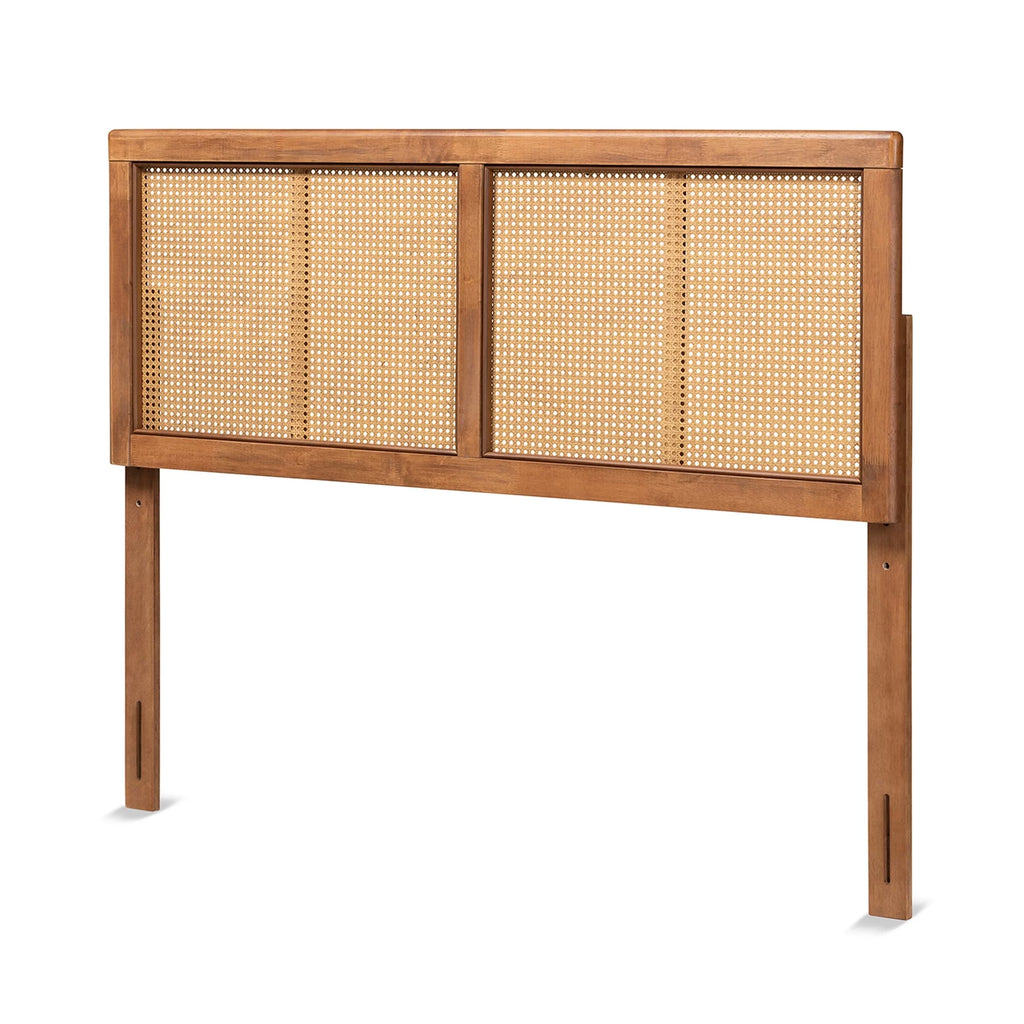 Ash Walnut Wood and Synthetic Rattan Headboard Full P8564