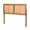Ash Walnut Wood and Synthetic Rattan Headboard Full P8564