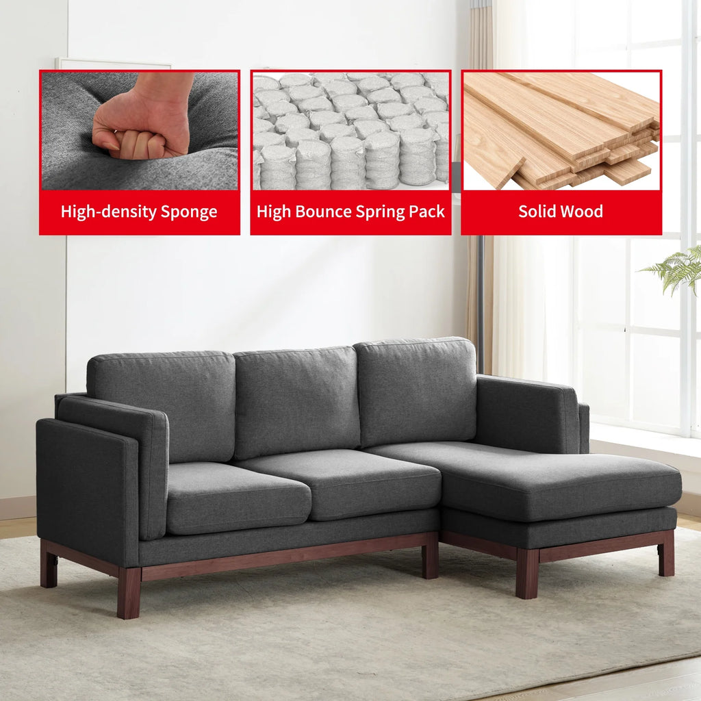 84" L-Shaped Upholstered Sectional Sofa with Chaise Lounge T759