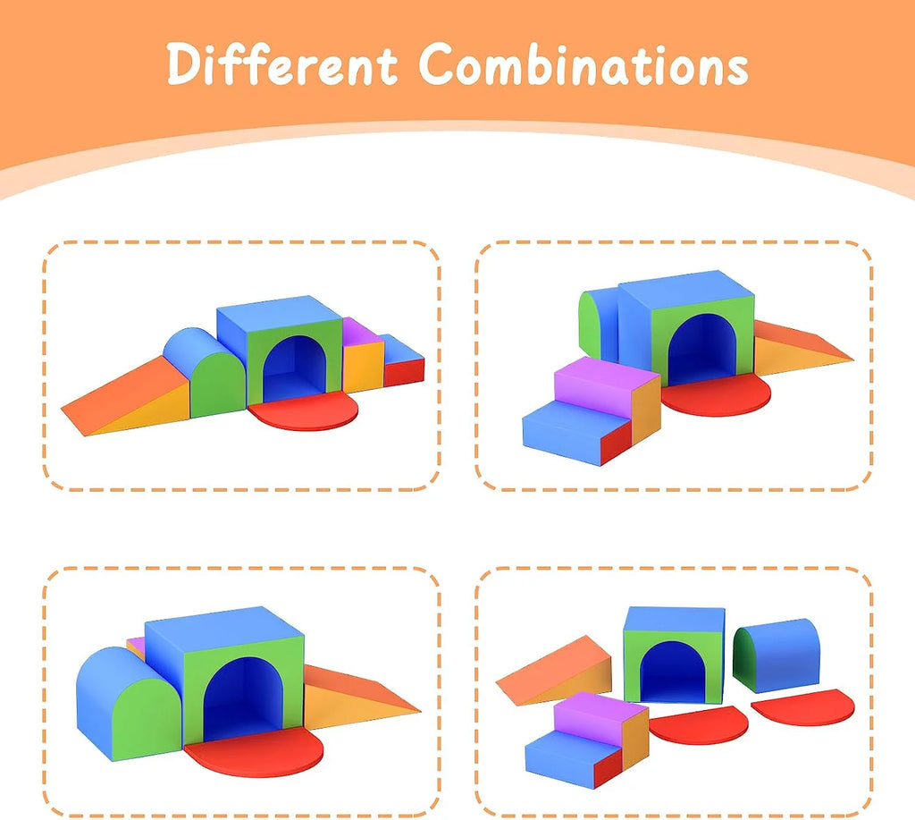Foam Climbing Blocks for Toddlers, 7Pcs with Tunnel Y1984