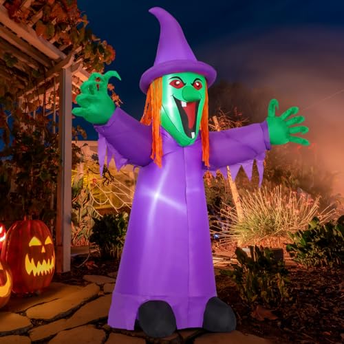 8 FT Halloween Inflatables Witch with Built-in LEDs N11413
