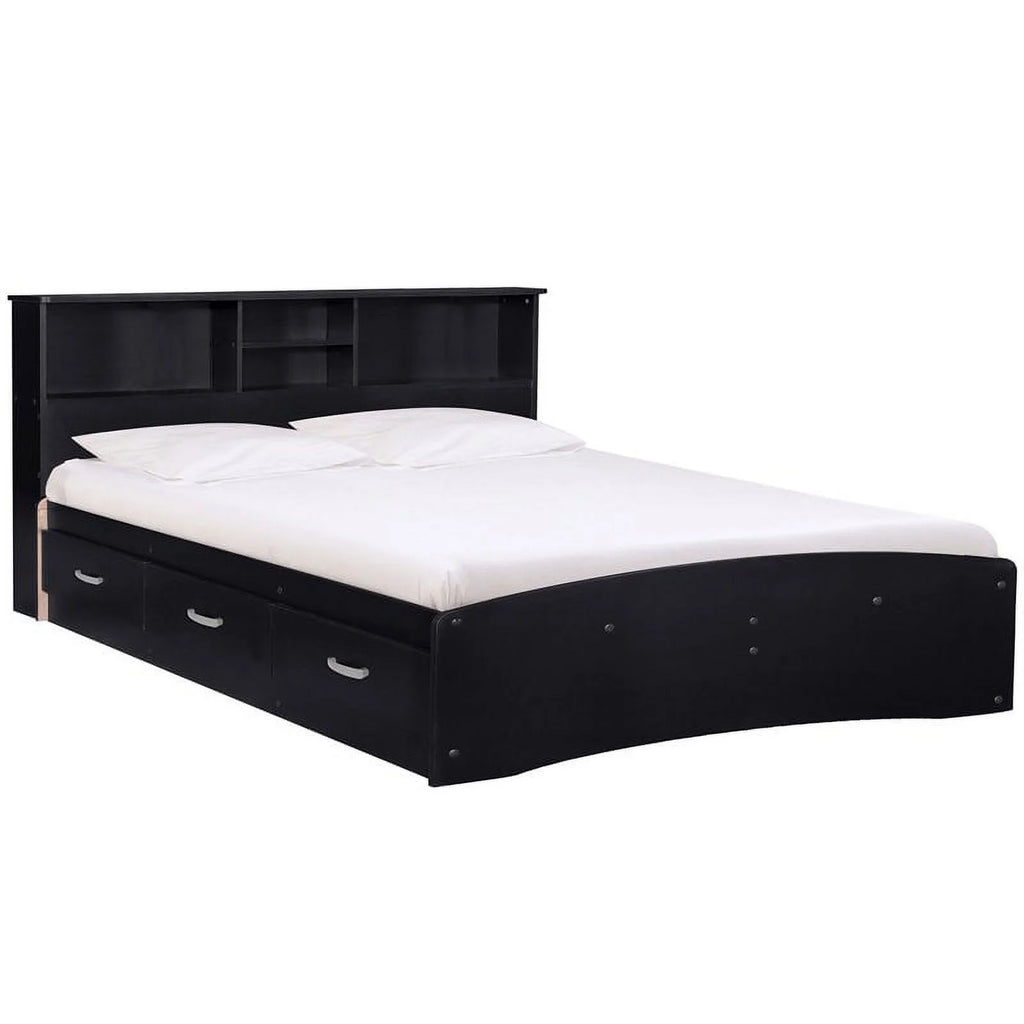 Black Queen Captains Bed and 4-Drawer Dresser Set G745