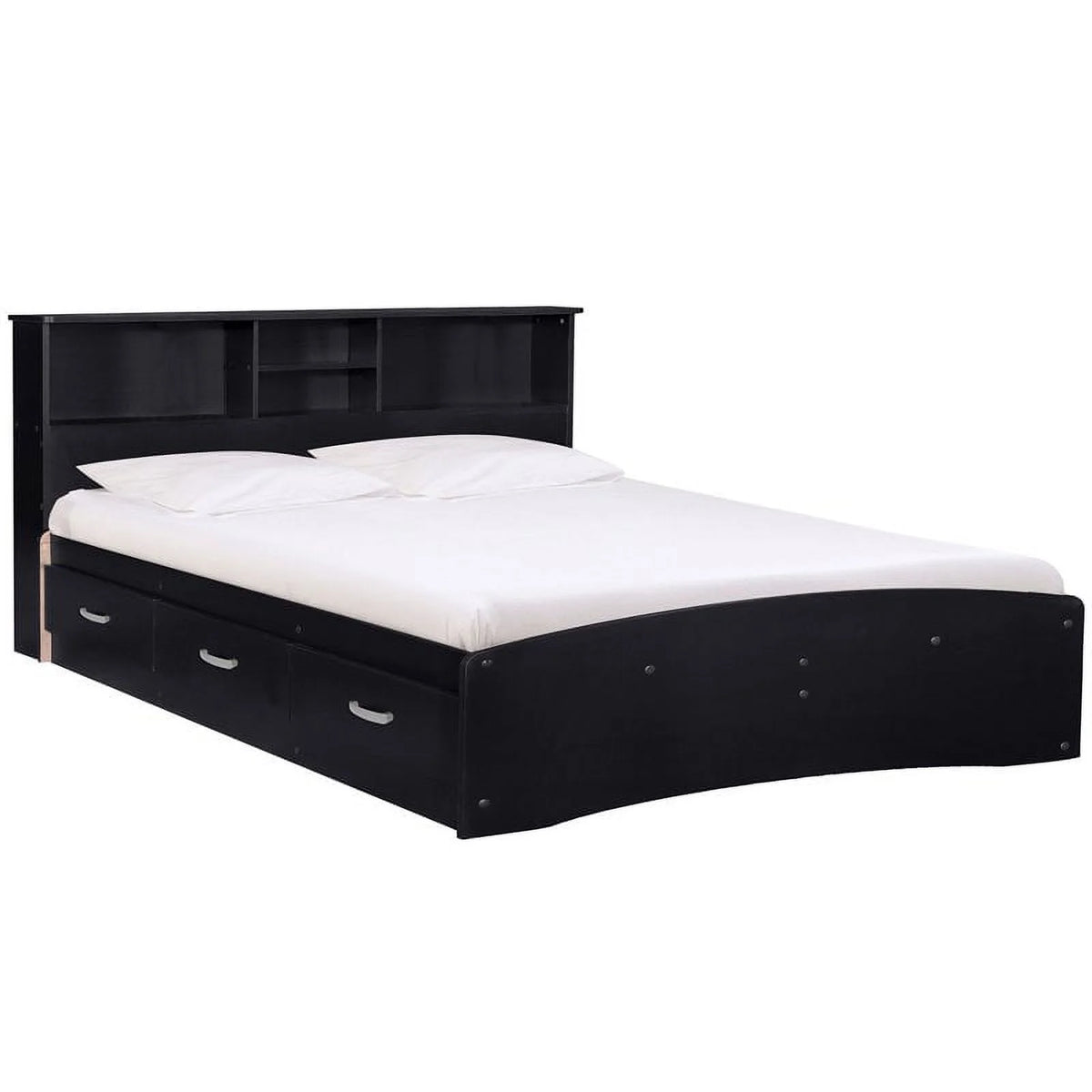 Black Queen Captains Bed and 4-Drawer Dresser Set G745
