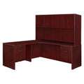 Mahogany Double Pedestal Corner Credenza with Return & Hutch A49572