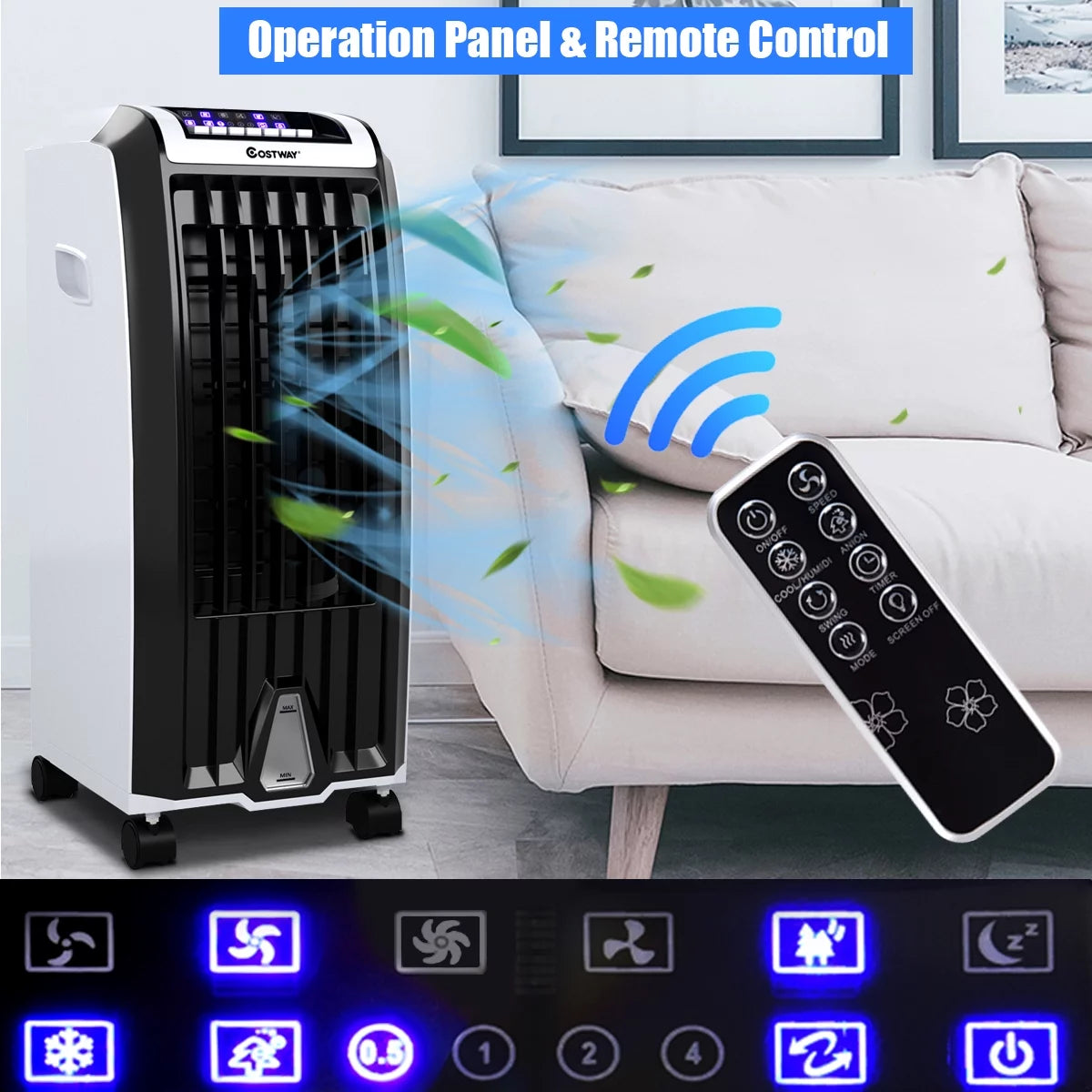 Portable Evaporative Cooler Fan with Remote Control E4387