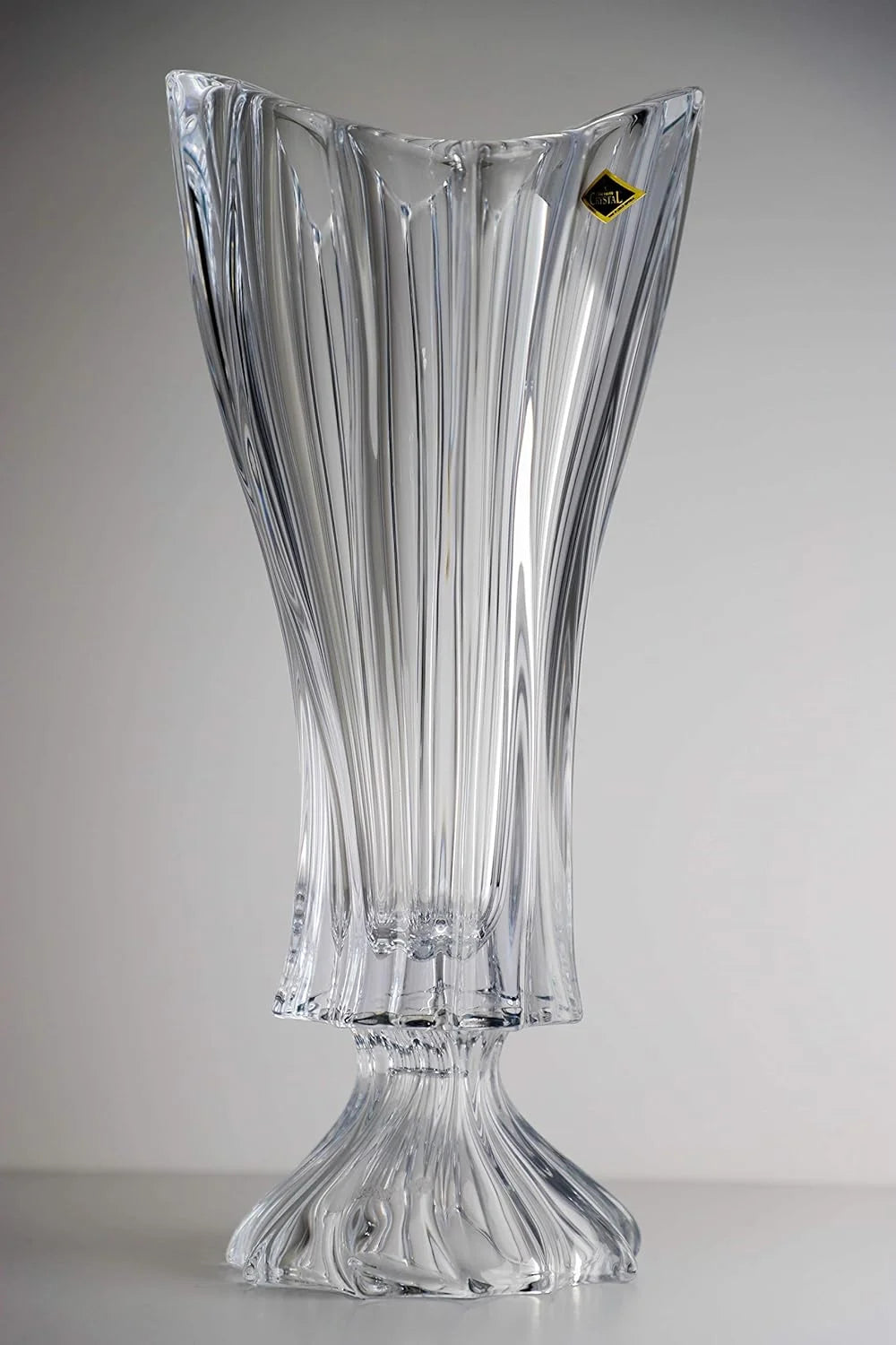 Clear Crystal Glass Footed Vase Y9832