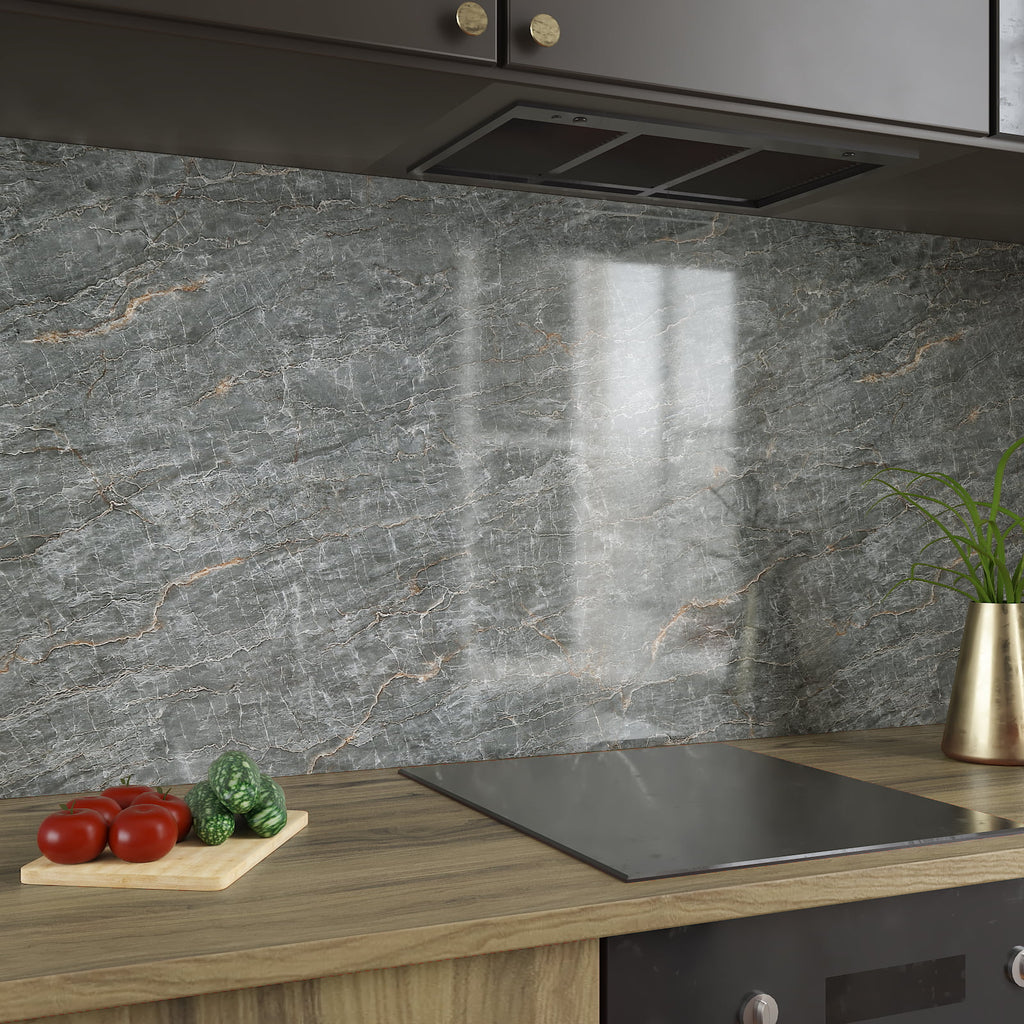 24"x354" Grey Marble Peel and Stick Wallpaper M397