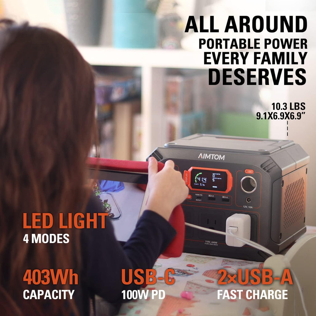 Portable Power Station 403Wh Lithium Battery Solar Generator L98152