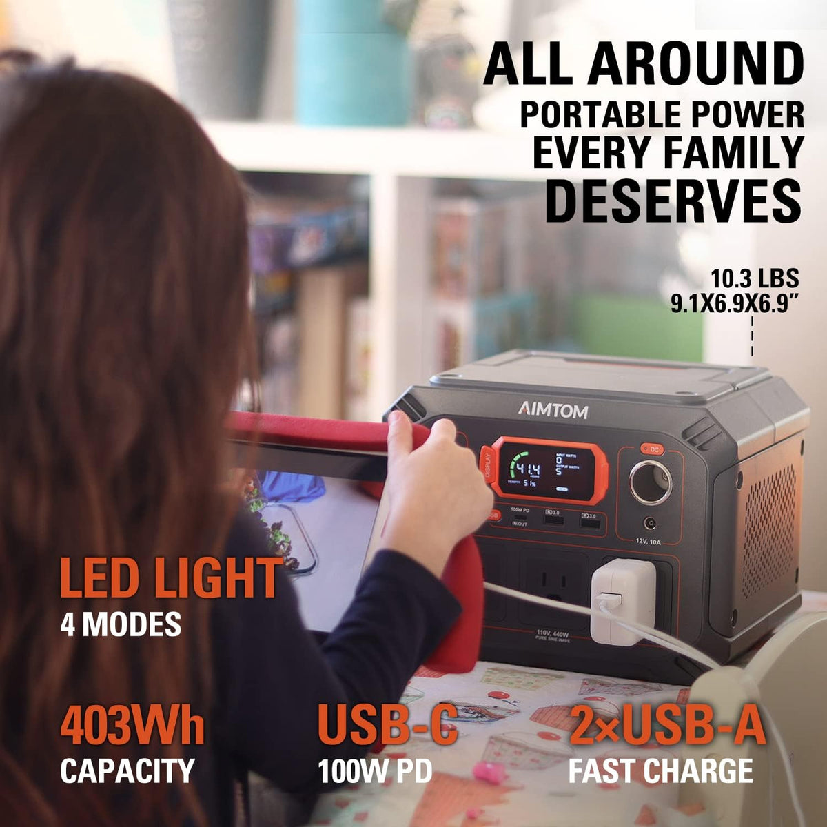 Portable Power Station 403Wh Lithium Battery Solar Generator L98152
