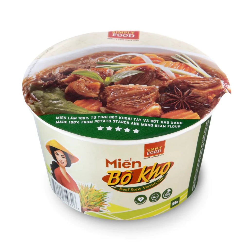Instant Beef Stew Glass Noodle 9 Bowls 55g Fork Included A618448