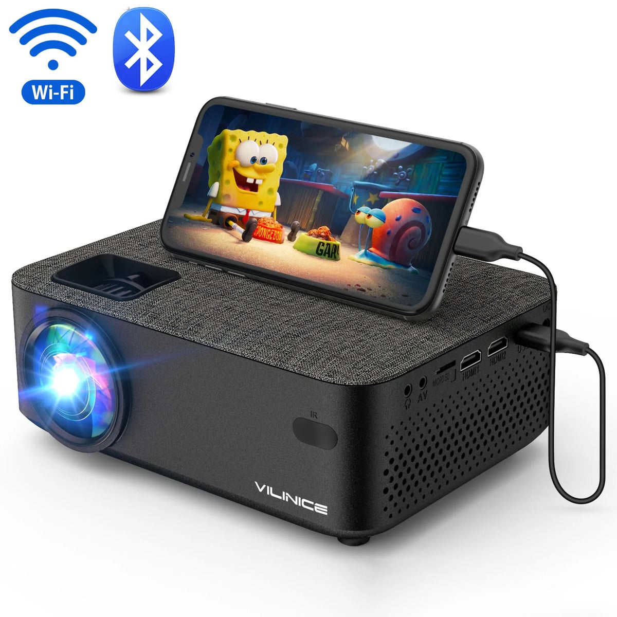 Mini WiFi Projector HD 1080P 240 LCD Display with Bluetooth C7481