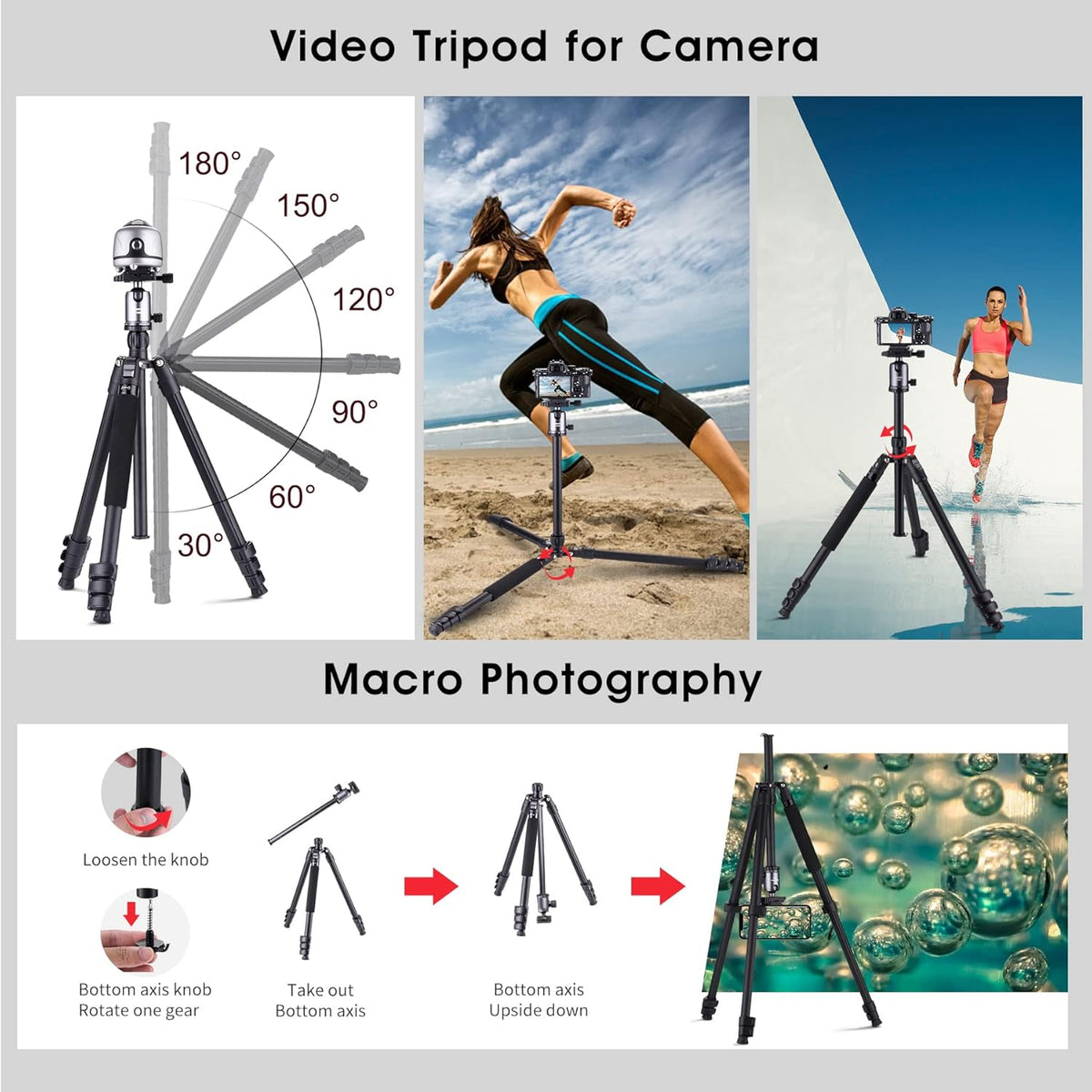 Compact Aluminum Camera Tripod with 360 Degree Ball Head Q284866