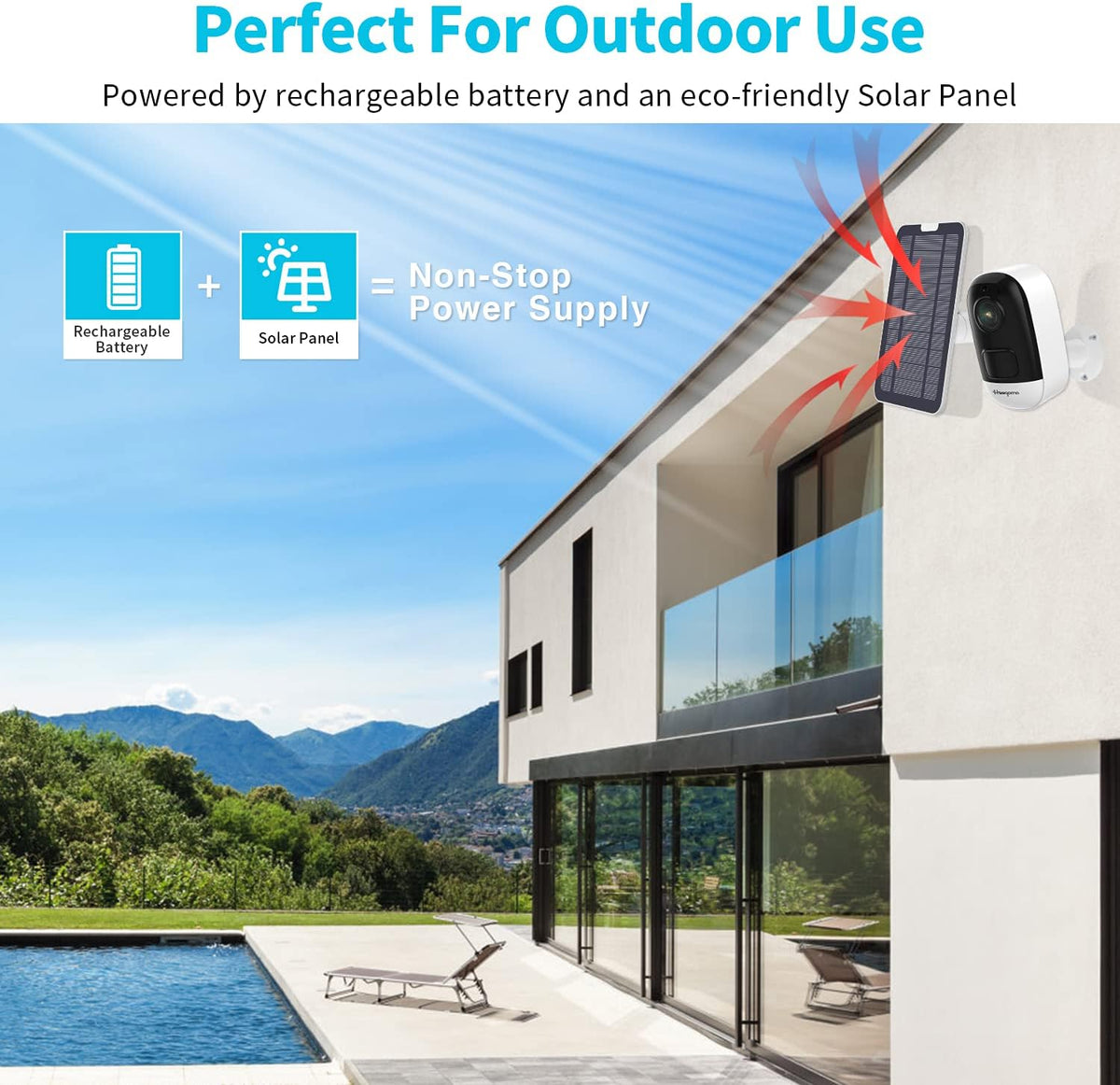 Solar Powered Wireless Security Camera with Night Vision S612783
