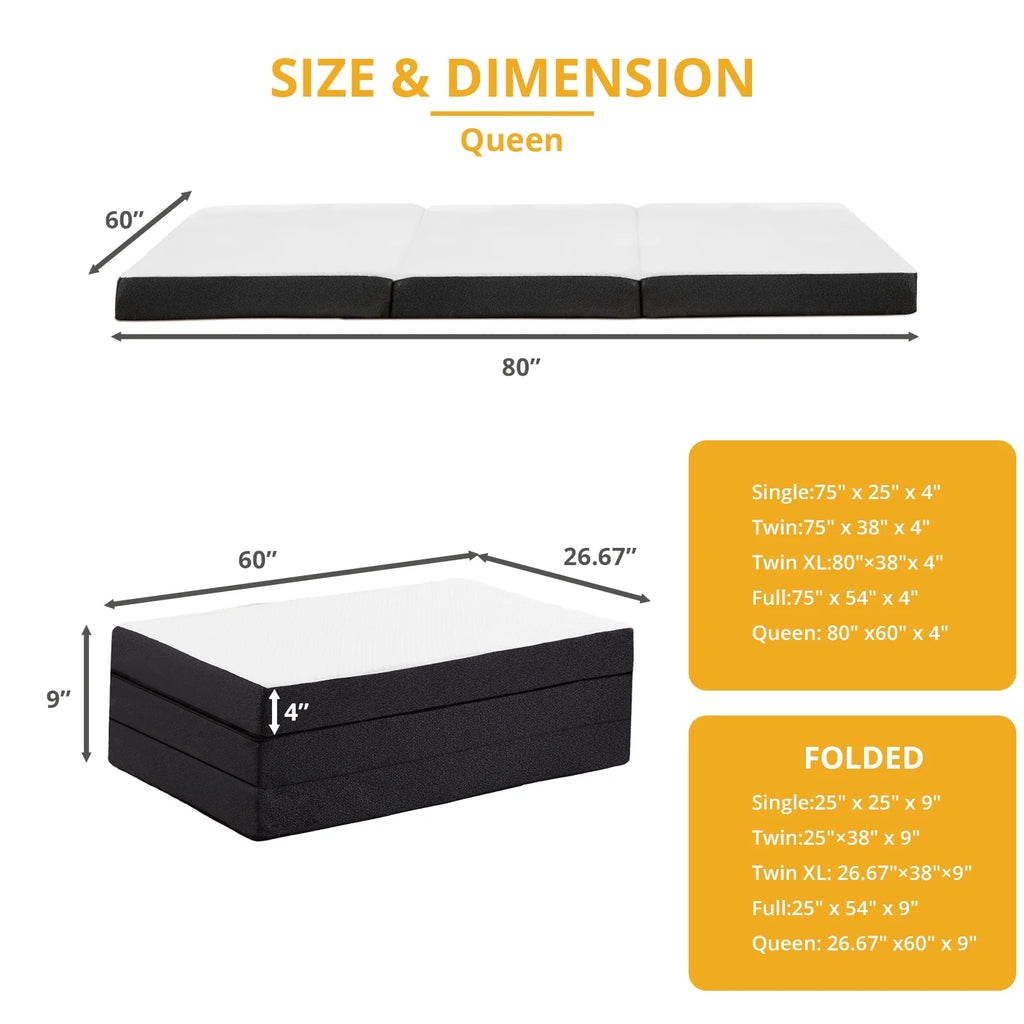 Queen Size Memory Foam Folding Mattress with Cover X739