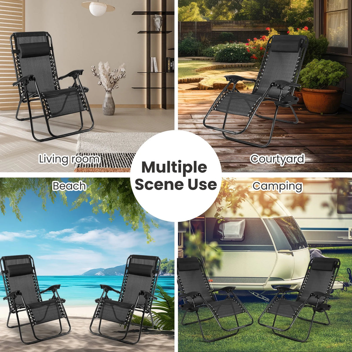 Set of 2 Black Zero Gravity Chair S59038