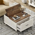 White Lift Top Coffee Table with Drawer Q443