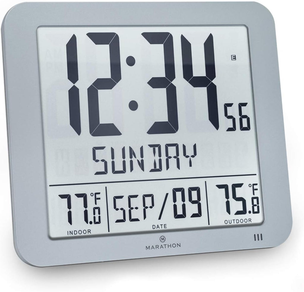Slim Atomic Wall Clock with Indoor/Outdoor Temperature L744470