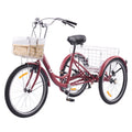 24 Inch 7 Speed Adult Trike with Adjustable Seat and 2 Baskets Matte Gray H96469