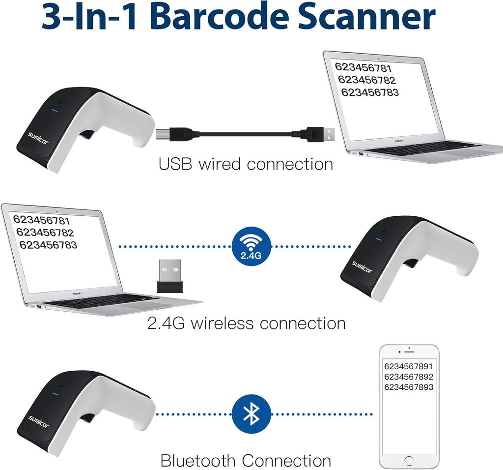 2D Bluetooth Barcode Scanner with Stand Pack of 2 I860614