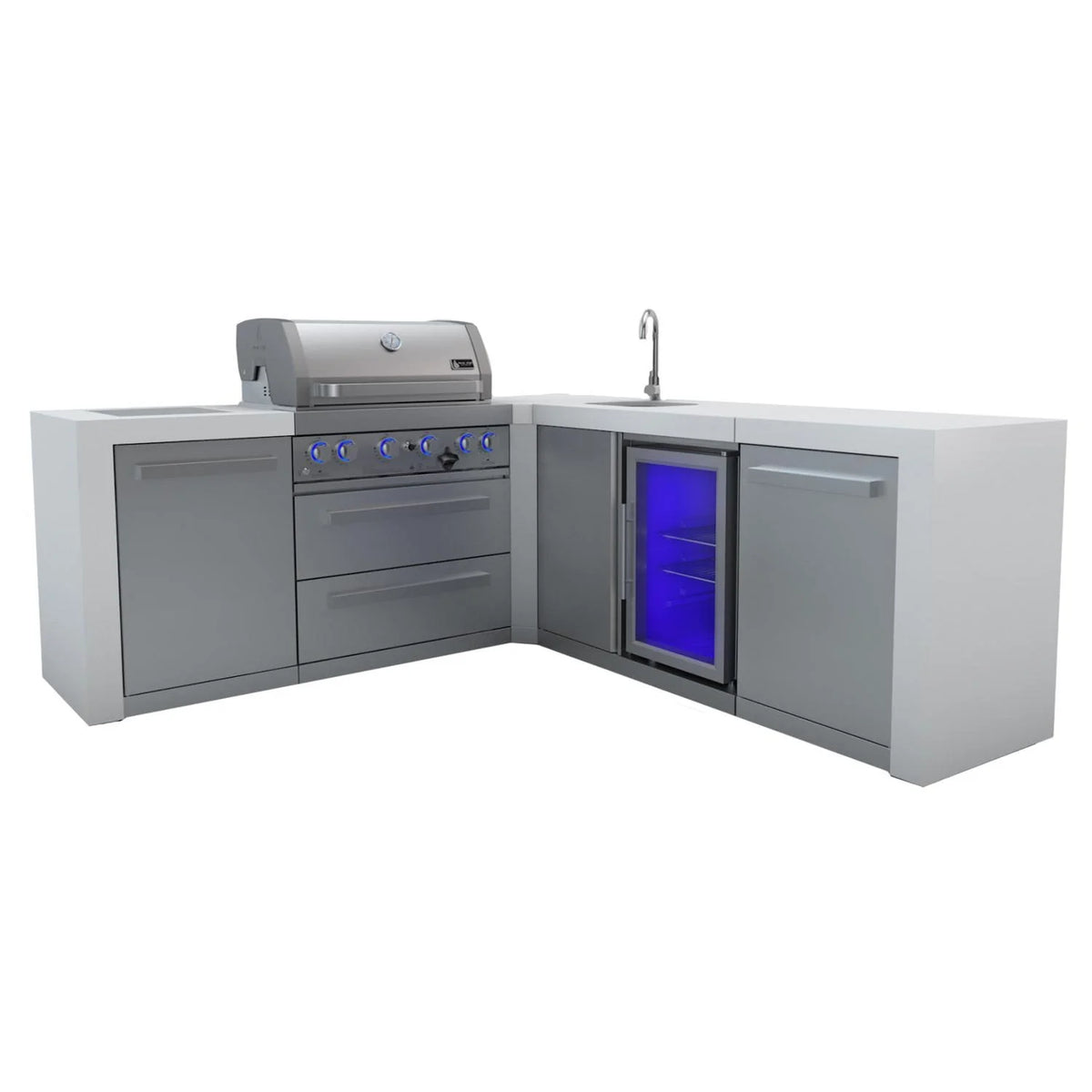 Deluxe Island Grill with 90 Degree Corner and Beverage Center U9863