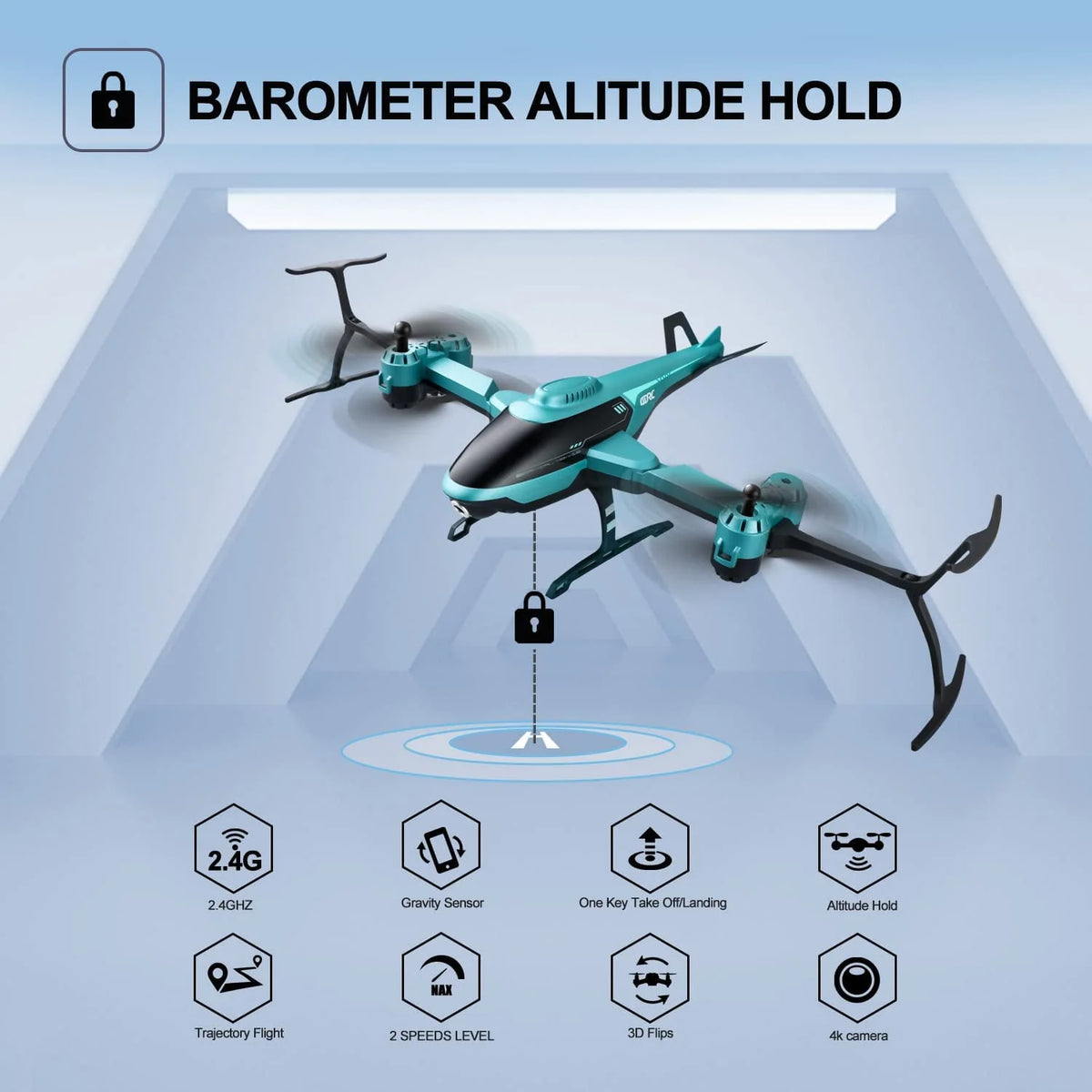 Blue RC Helicopter Drone with 1080P HD Camera O70173