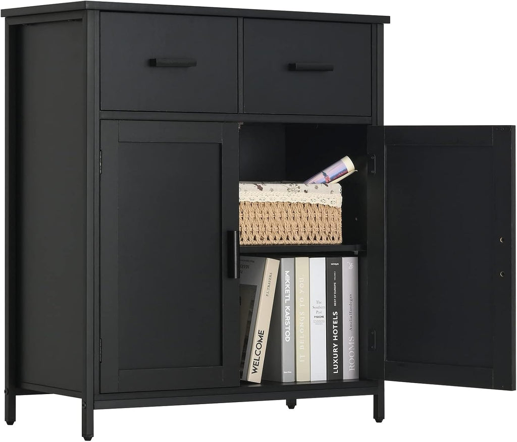 Industrial Floor Storage Cabinet with 2 Drawers and Doors L7445