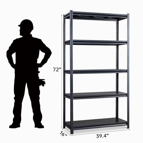 5-Tiers Adjustable Heavy Duty Metal Shelving 2200LBS Black K62192