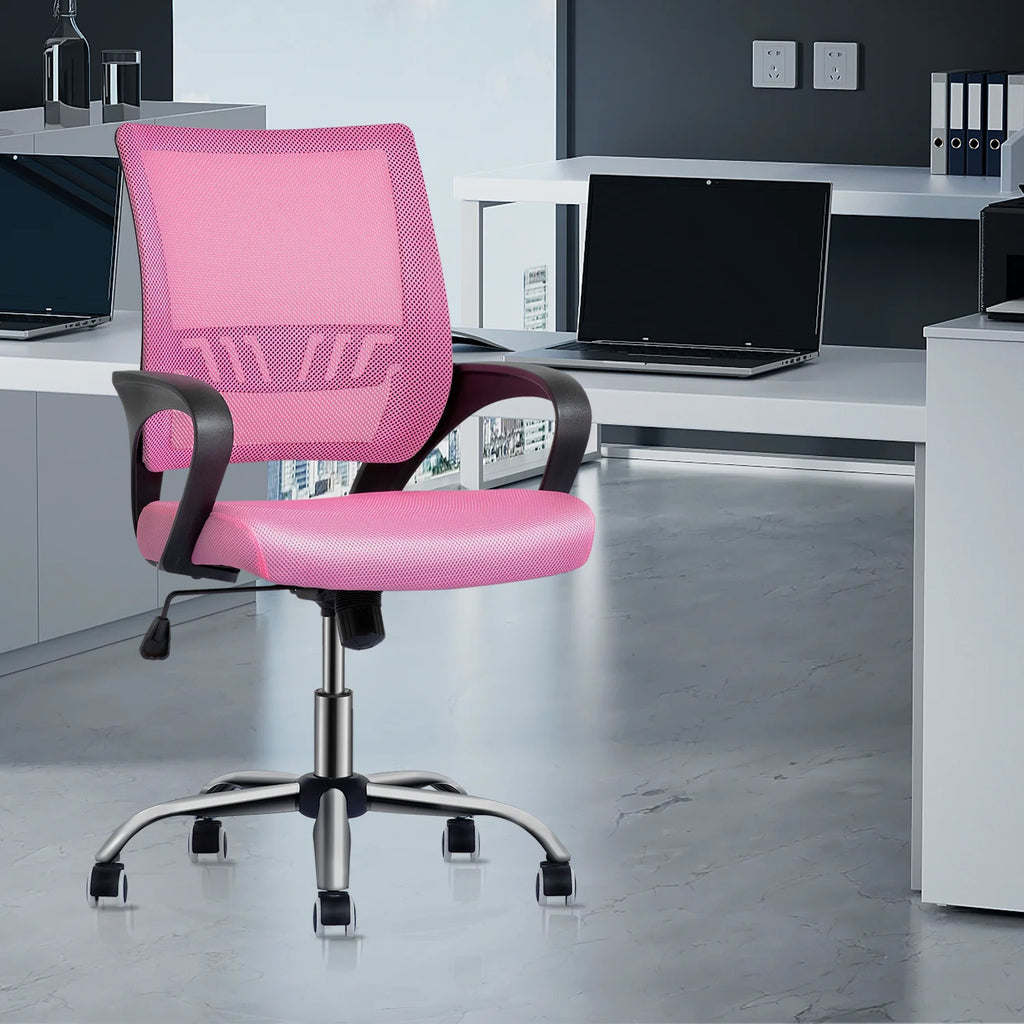 Pink Mesh Office Chair with Armrests Y5271