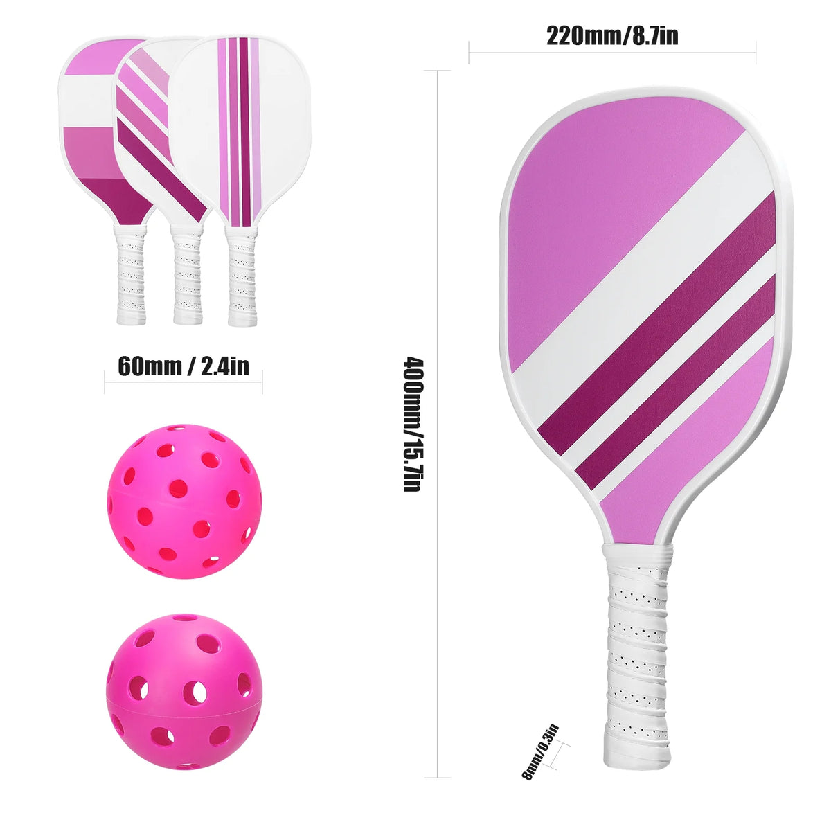 USAPA Approved Pickleball Set of 4 with 4 Balls Pink P4636