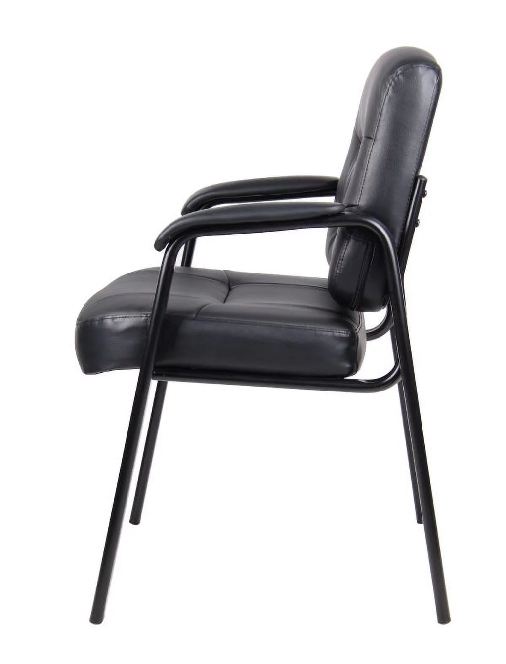 Black Leather Guest Chair with Steel Frame H615